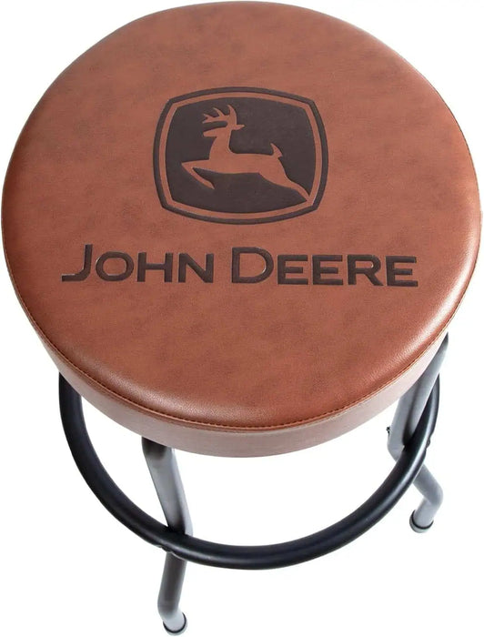 top view of the John Deere Matte Brown Garage Stool with Black Legs