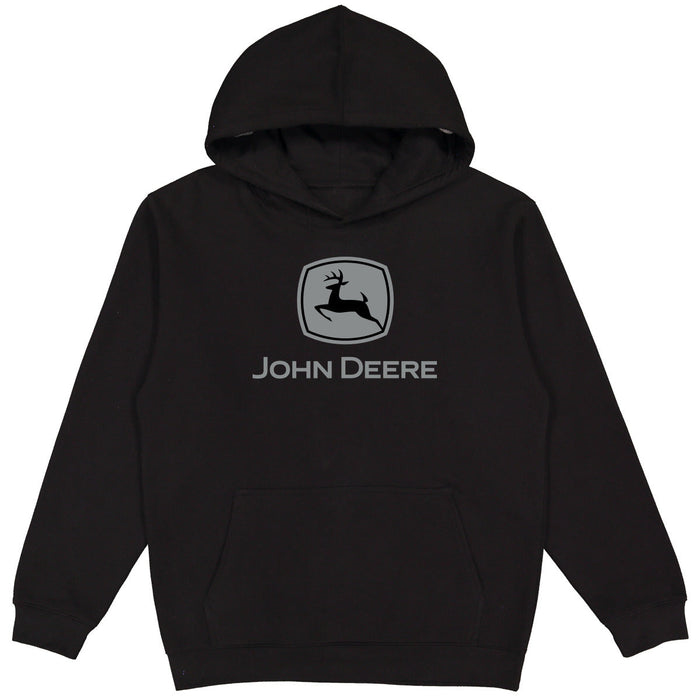 John Deere Mens Black with Grey Logo Hoodie