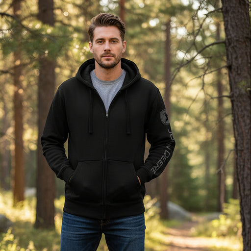 John Deere Men's Black Heather Full Zip Hoodie