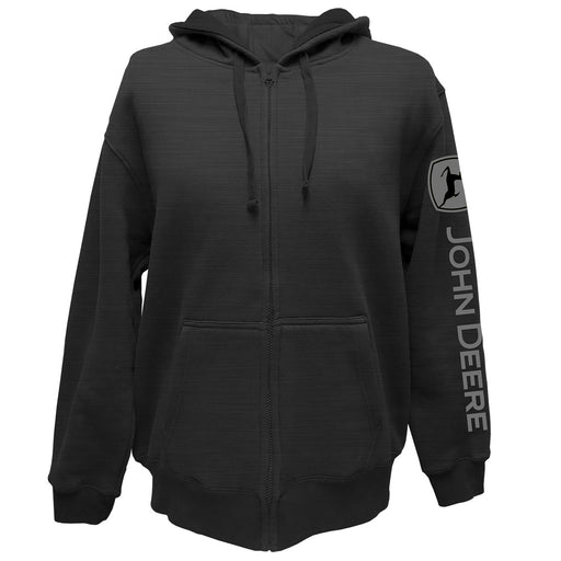 John Deere Mens Black Heather Trademark Full Zip Hoodie