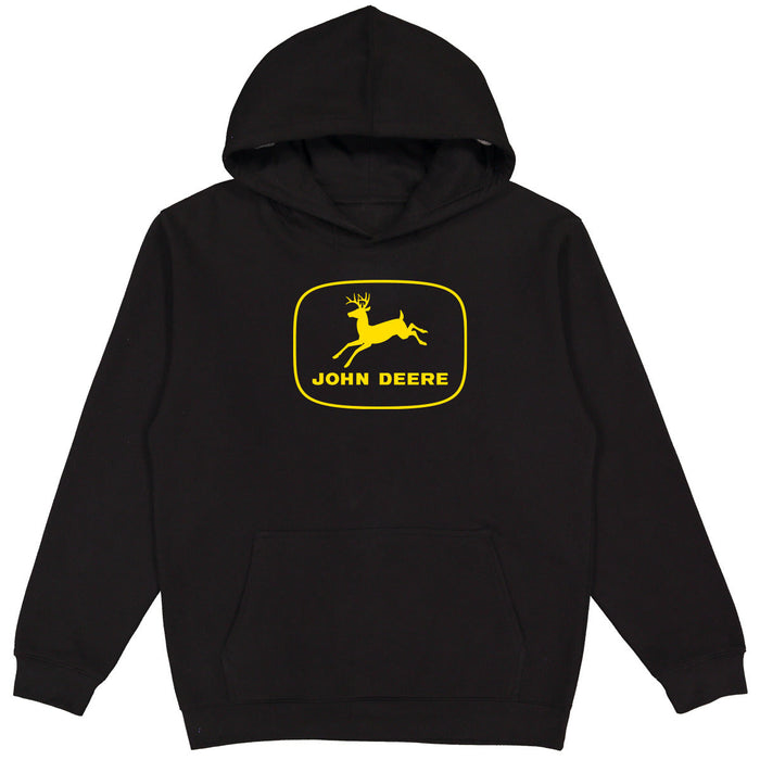 John Deere Mens Black with Vintage Logo Hoodie