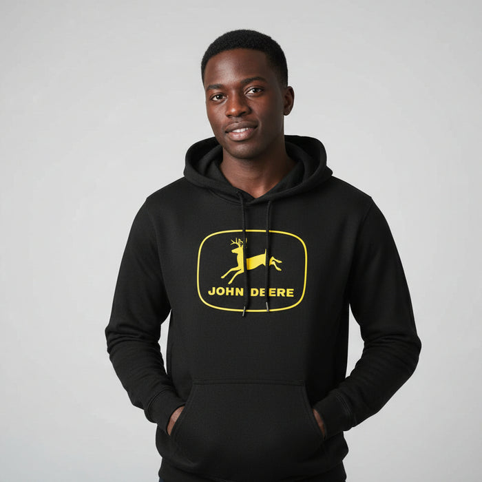 John Deere Men's Black with Vintage Logo Hoodie