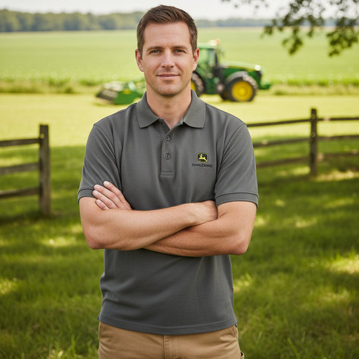 John Deere Men's Charcoal Polo Shirt