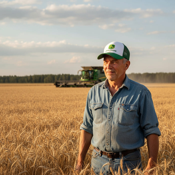 John Deere Mens Green and White Logo Mesh Cap