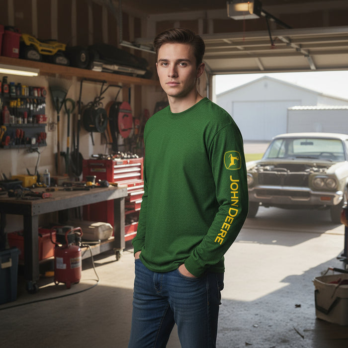 John Deere Men's Green Trademark Long Sleeve Tee