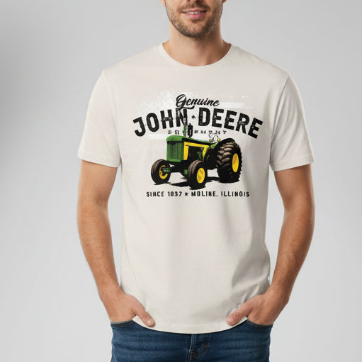 John Deere Men's Grey Vintage 1837 Tractor Tee