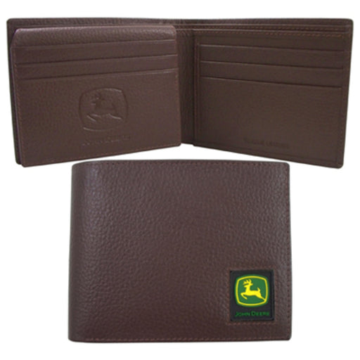 John Deere Mens Leather Bifold Wallet with Logo Patch