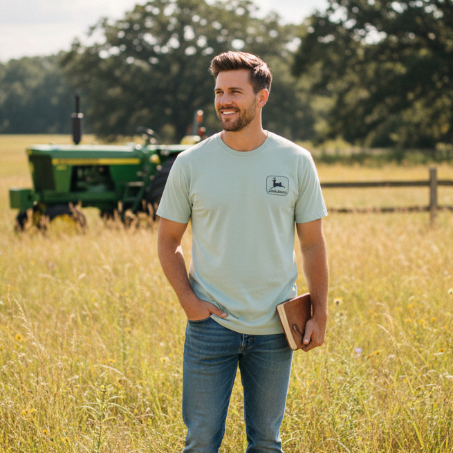 John Deere Men's Mint "Nothing Runs like a Deere" Vintage Tee