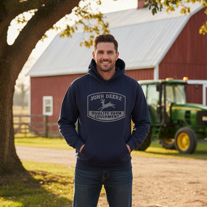 John Deere Men's Navy with Grey Deere Logo Hoodie