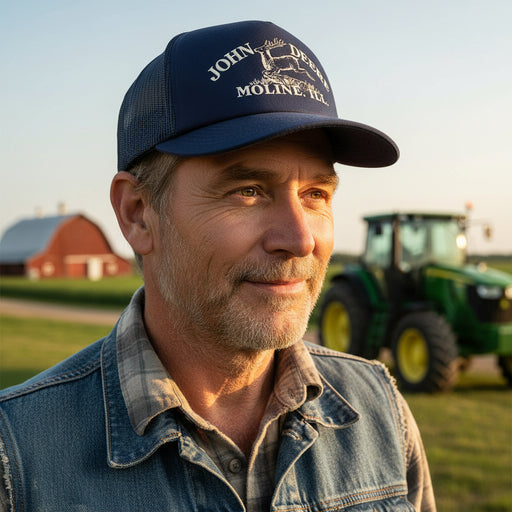 John Deere Mens Navy Vintage Print Cap
