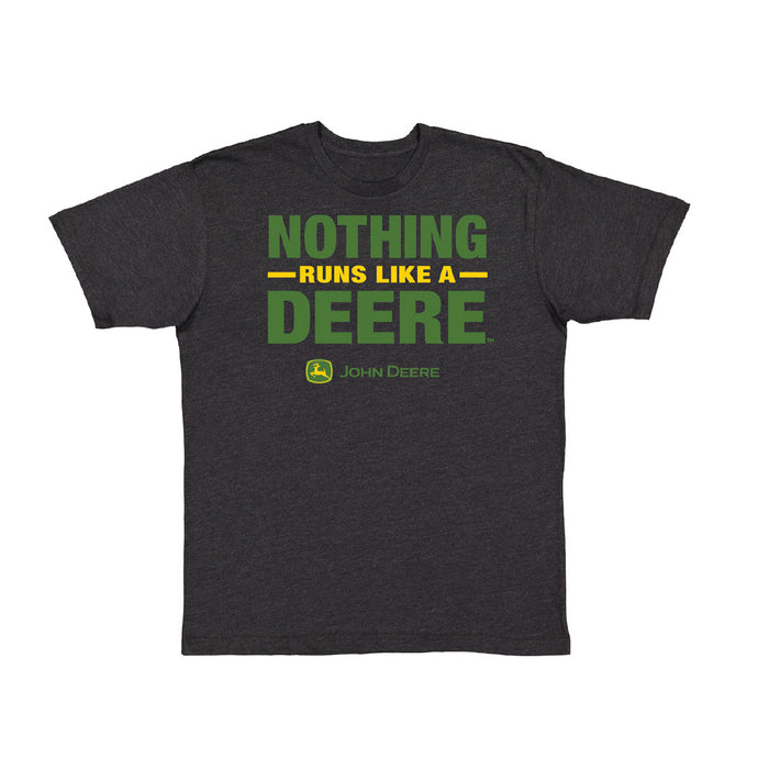 John Deere Mens Nothing Runs Like a Deere Tee in Black Heather