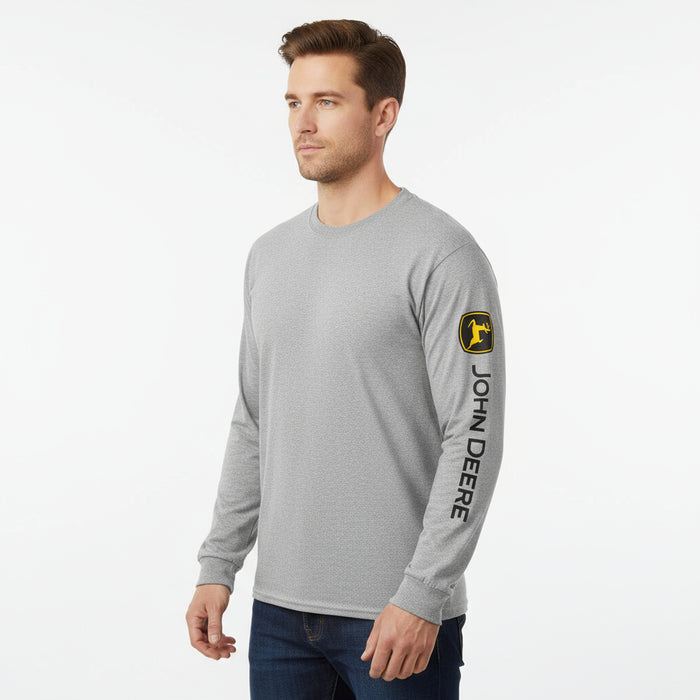 John Deere Men's Oxford Logo on Sleeve Long Sleeve