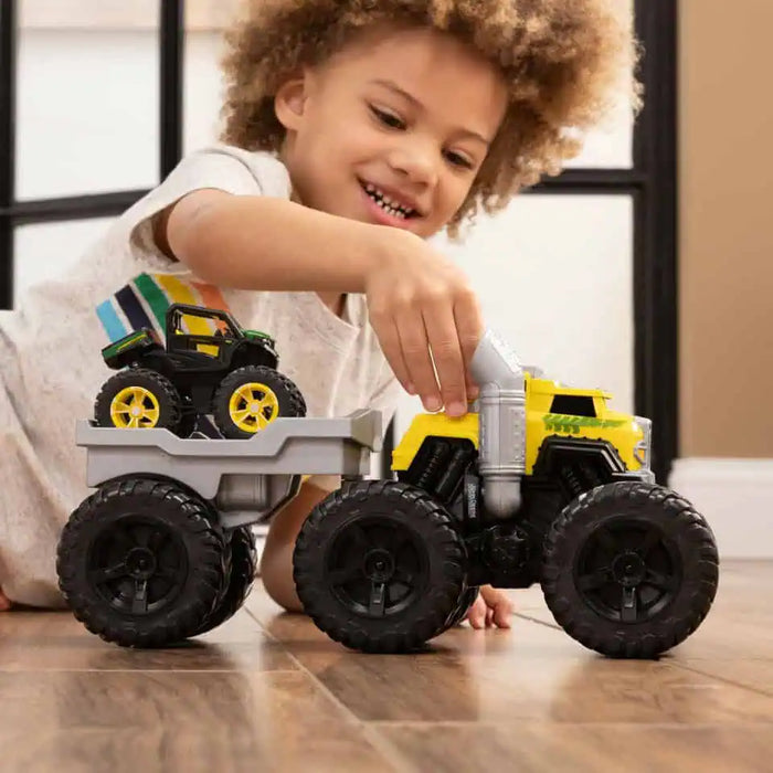 playing with the John Deere Monster Treads Semi Play Set