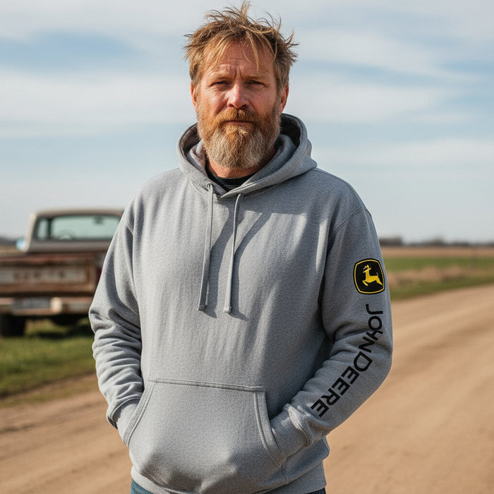 John Deere Men's Oxford Construction Logo Hoodie