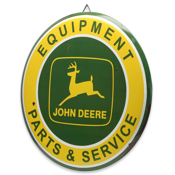 John Deere Parts & Service Round Metal Sign