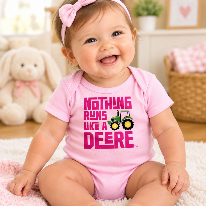 John Deere Infant Girls Pink "Nothing Runs Like a Deere" Bodysuit