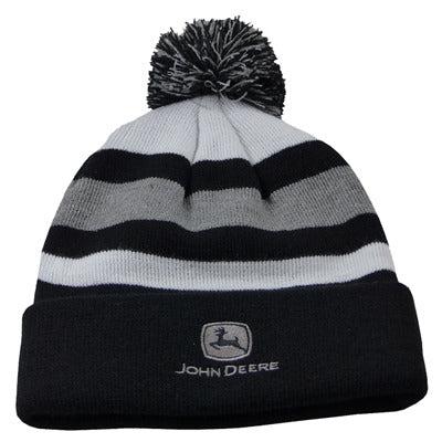 John Deere Striped Knit Pompom Beanie