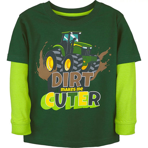 John Deere Toddler Boys Long Sleeve "Dirt Makes Me Cuter" T-Shirt
