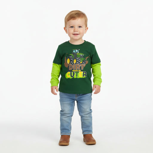 John Deere Toddler Boys Long Sleeve "Dirt Makes Me Cuter" T-Shirt
