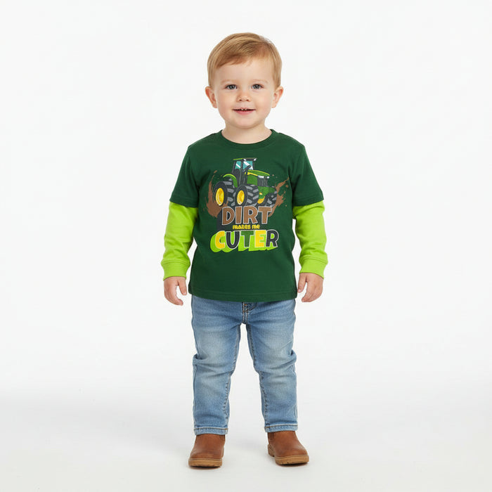 John Deere Toddler Boys Long Sleeve "Dirt Makes Me Cuter" T-Shirt