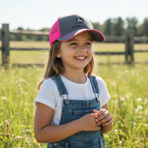 John Deere Toddler Girls Pink & Charcoal Hat