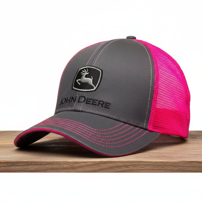 John Deere Toddler Girls Pink & Charcoal Hat