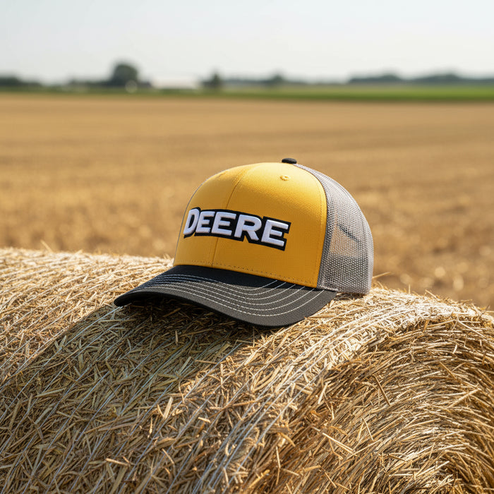 John Deere Unisex Black/Yellow Deere Print Embro Hat