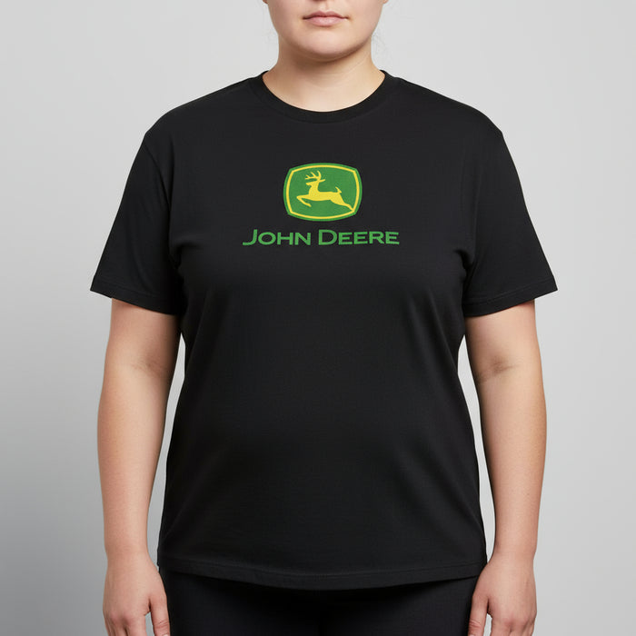 John Deere Ladies Black Logo Tee