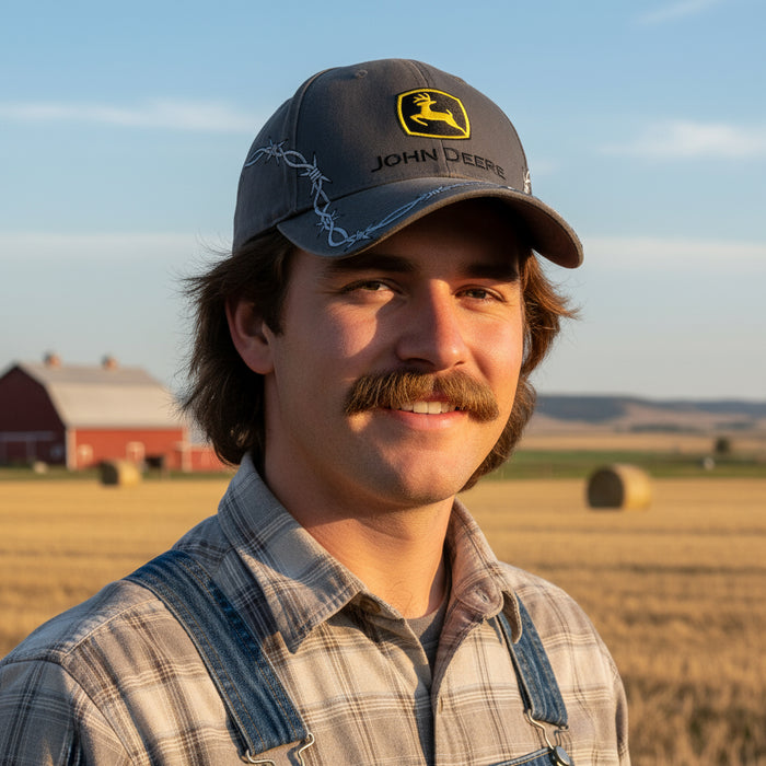 John Deere Mens Charcoal Barbwire Construction Cap