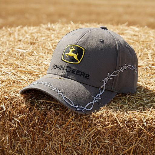 John Deere Mens Charcoal Barbwire Construction Cap