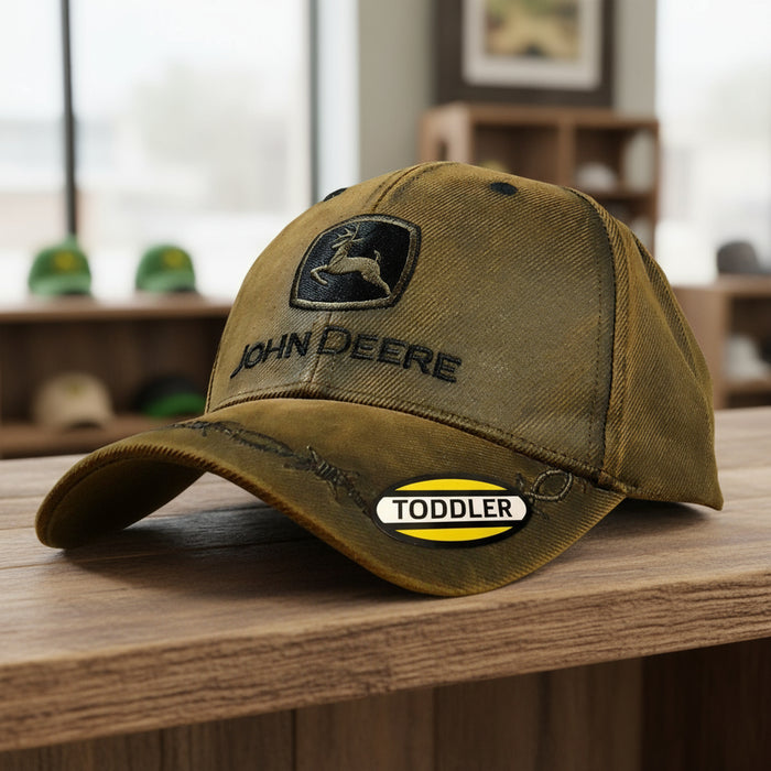 John Deere Boy Brown Oilskin Cap