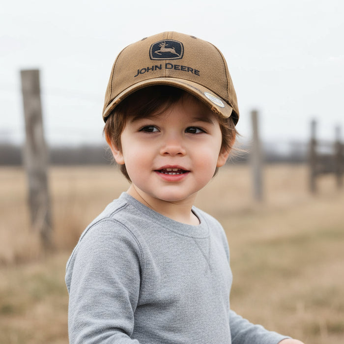 John Deere Boy Brown Oilskin Cap