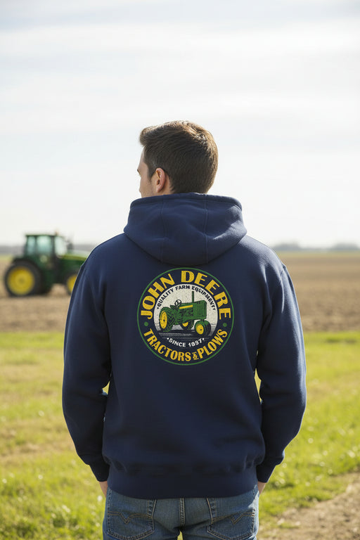 John Deere Men's Navy Tractors & Plows Full Zip Hoodie