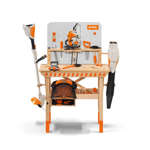 added toys n the STIHL Wooden Children’s Workbench with Wooden Toys