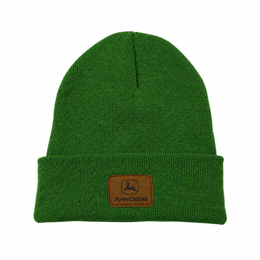 John Deere Knit Green Beanie with Leather Patch