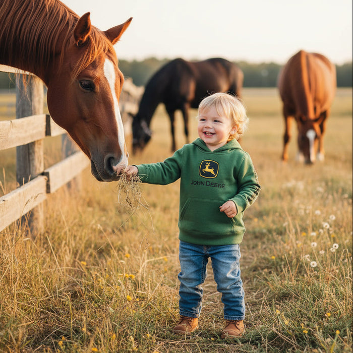 John Deere Boy Toddler Fleece Green Logo Hoodie