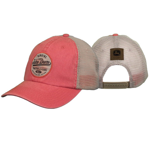 John Deere Ladies Coral Ivory Patch Hat