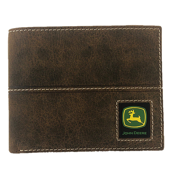 John Deere Distressed Leather Bi-Fold Wallet