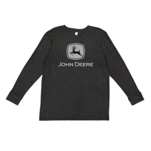 John Deere Boy Youth Black Logo Trademark Tee