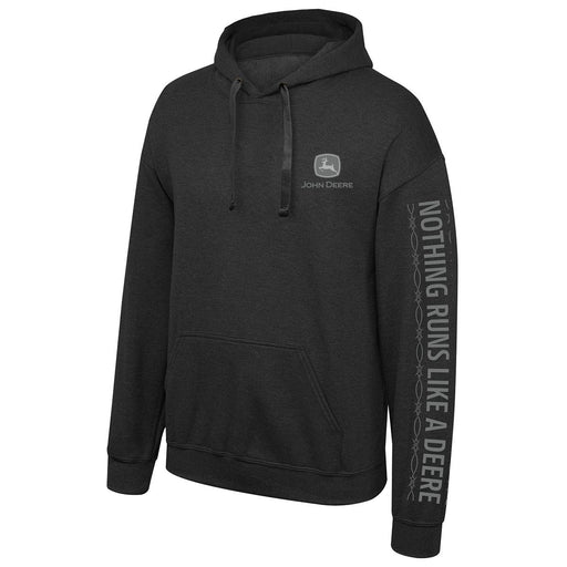 John Deere Mens Black Nothing Runs Like a Deere on Sleeve Hoodie