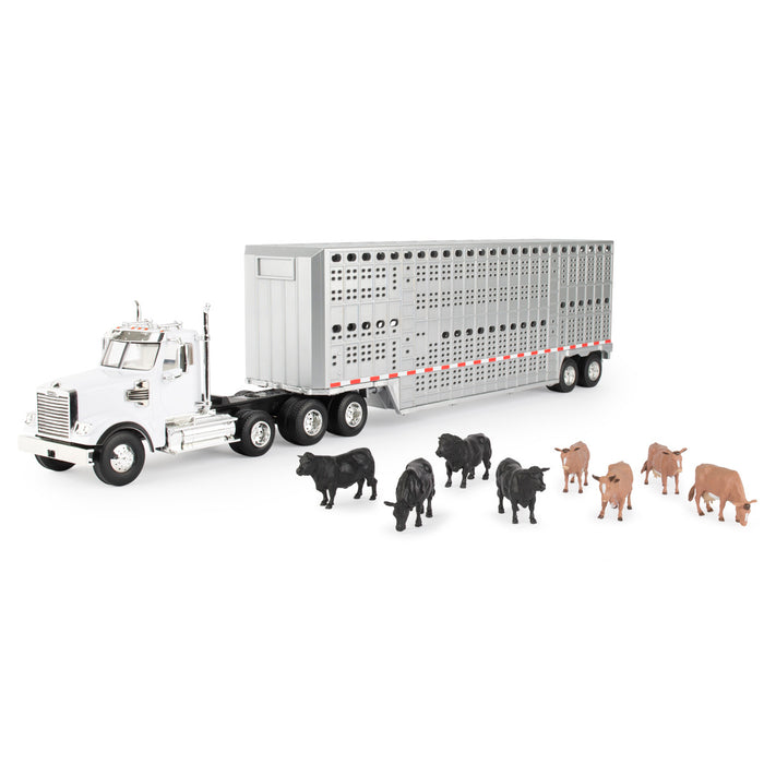 John Deere 1:32 Semi with Livestock Trailer Set