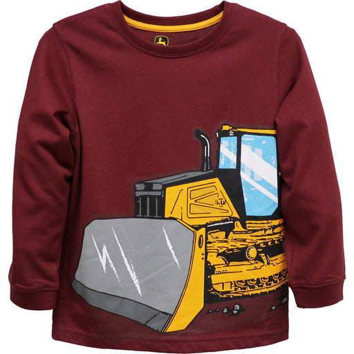 John Deere Boy Child Maroon Dozer Long Sleeve Tee