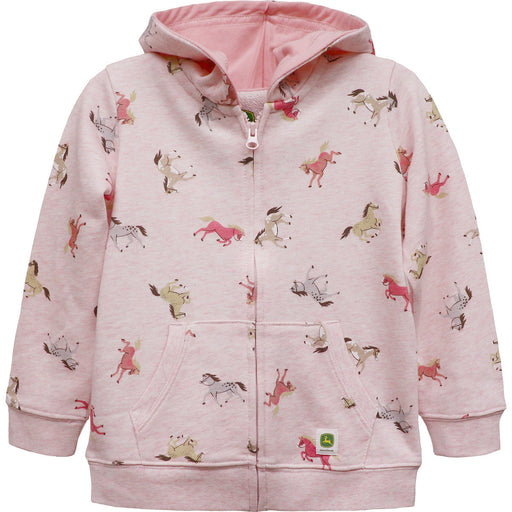 John Deere Girl Child Pink Horse Zip-Up Hoodie