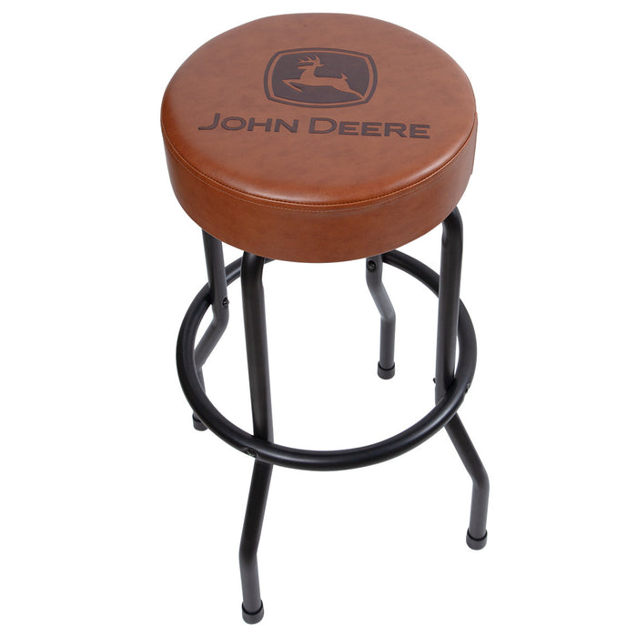 John Deere Matte Brown Garage Stool with Black Legs