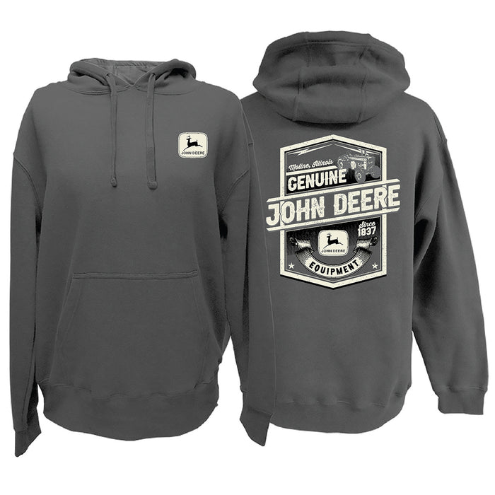 John Deere Mens Charcoal Genuine Pullover Hoodie