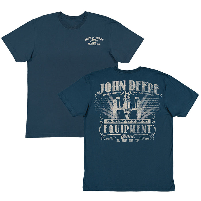 John Deere Mens Indigo Newsprint Tee