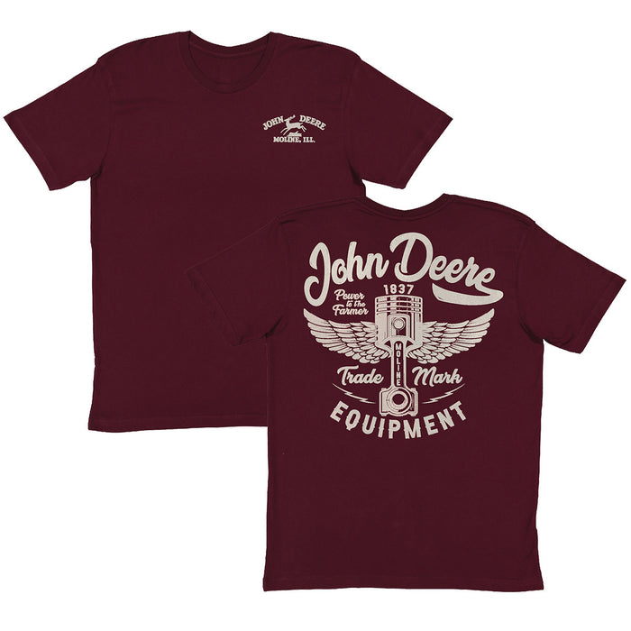 John Deere Mens Burgundy Piston Wings Tee