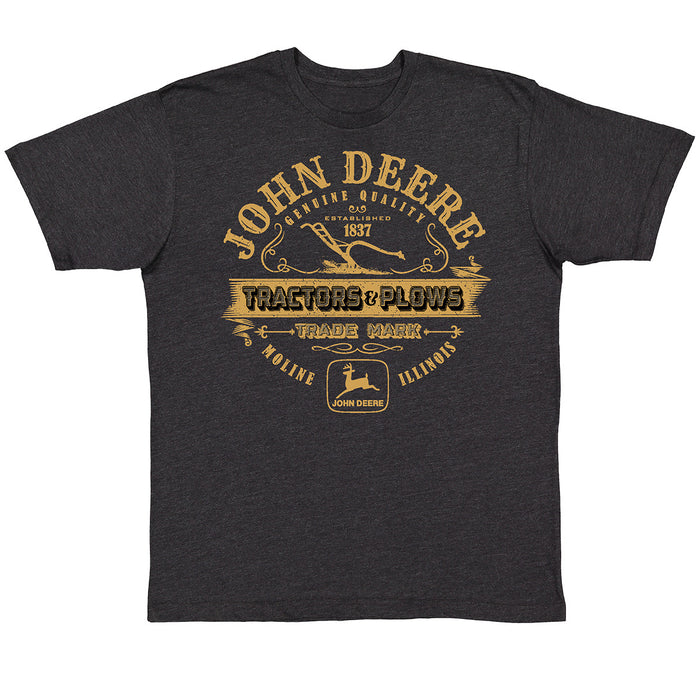 John Deere Mens Tractors & Plows Heathered Tee