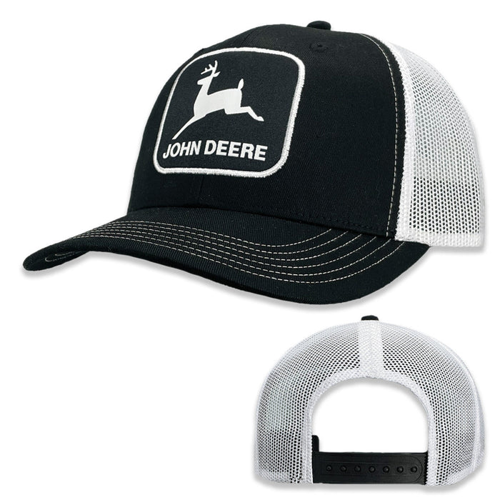 John Deere Black White Mesh Back Cap