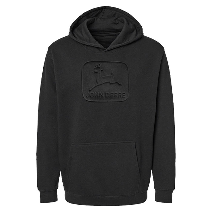 John Deere Mens Black Embossed Vintage Logo Hoodie